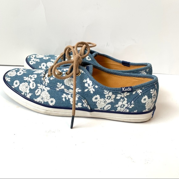 KEDS Blue Denim Floral Lace Up Sneakers—SZ. 6 - Picture 6 of 11